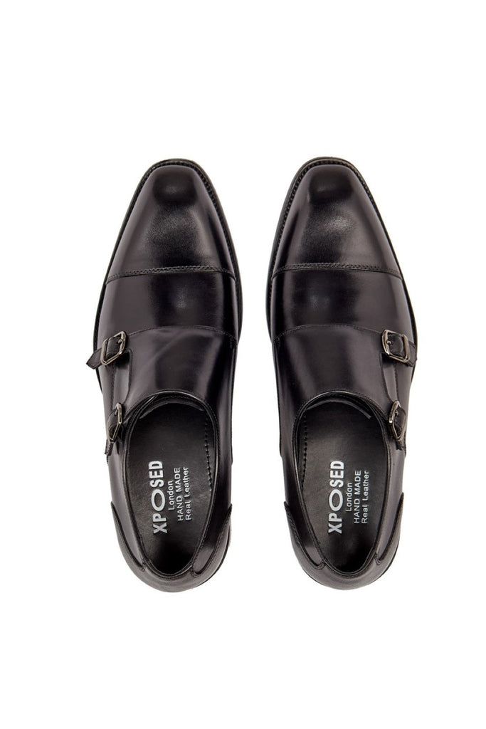 BLACK DOUBLE MONK SHOES
