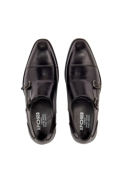 BLACK DOUBLE MONK SHOES