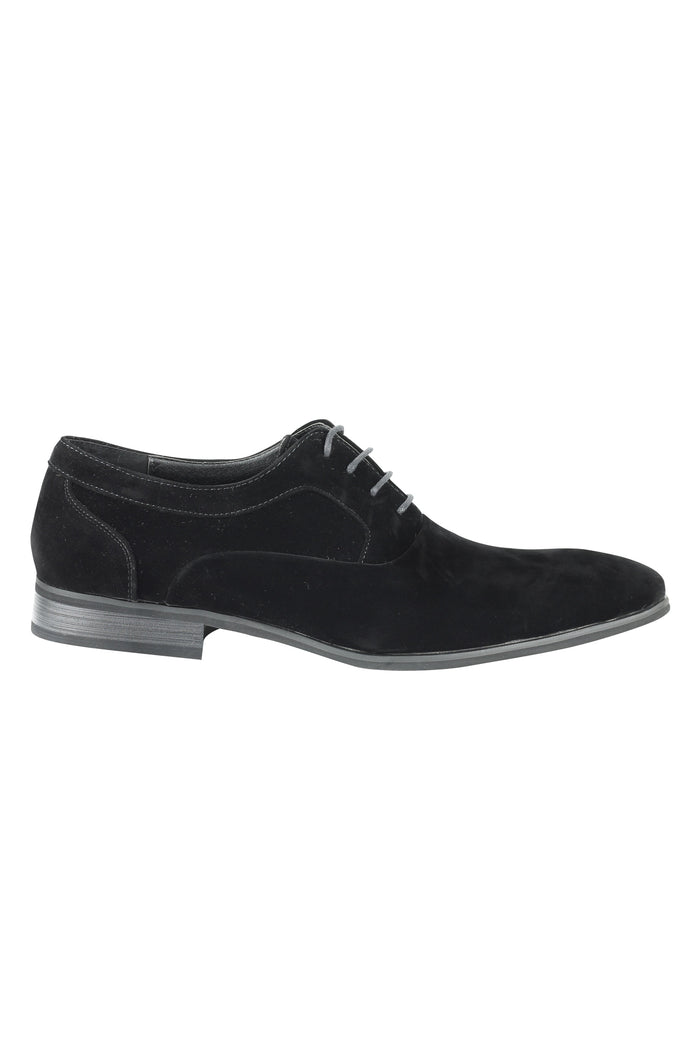 BLACK FAUX LEATHER LACE-UPS SHOES