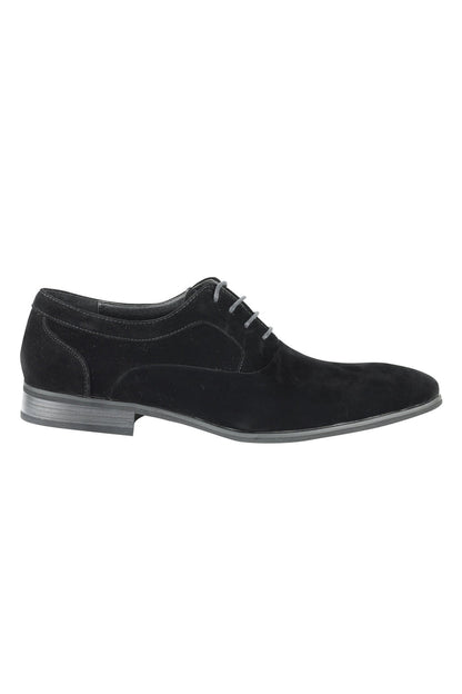 BLACK FAUX LEATHER LACE-UPS SHOES