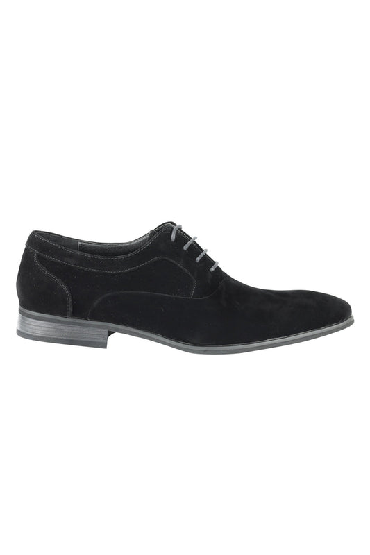 BLACK FAUX LEATHER LACE-UPS SHOES