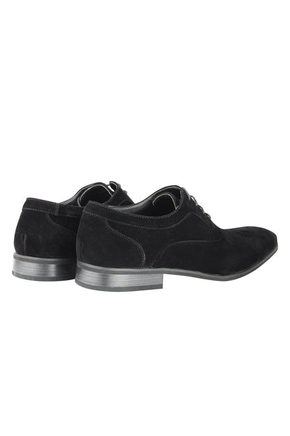 BLACK FAUX LEATHER LACE-UPS SHOES