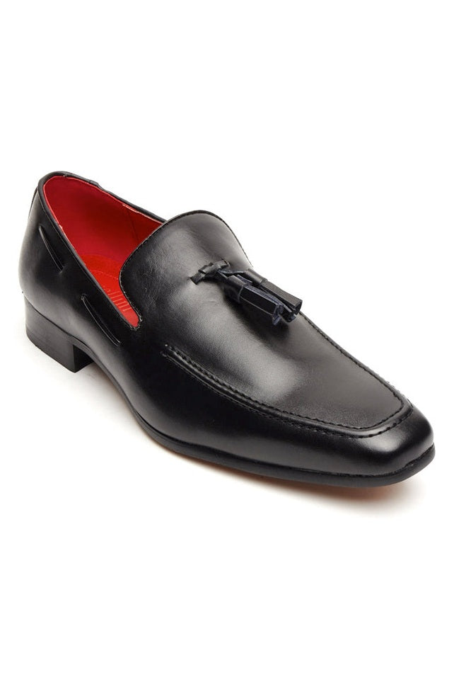 BLACK FAUX LEATHER TASSEL SHOES