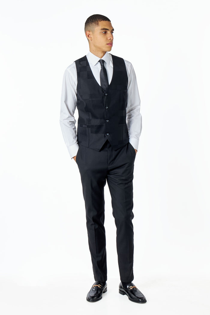 BLACK GEO PATTERN DETAILED 3 PIECE SUIT