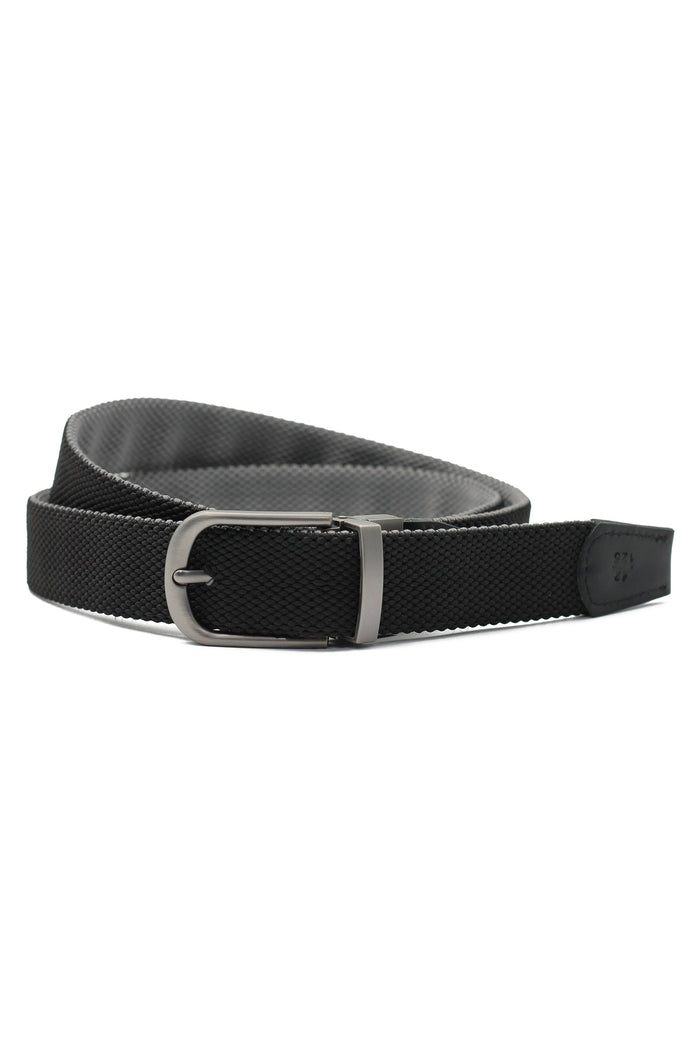 BLACK & GREY REVERSIBLE STRETCH BELT