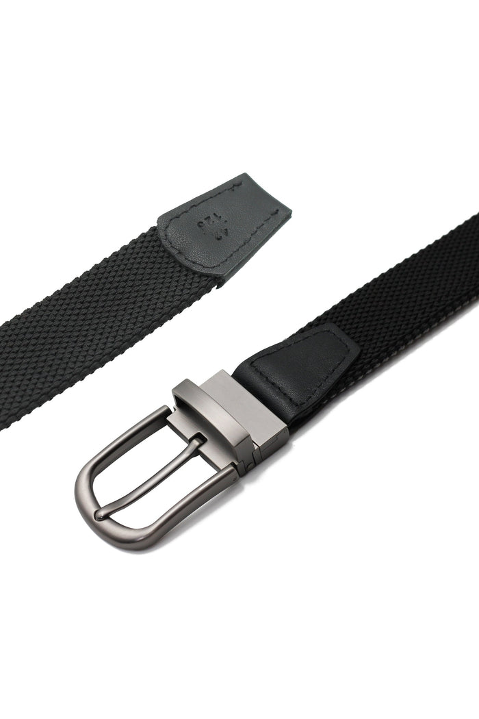 BLACK & GREY REVERSIBLE STRETCH BELT