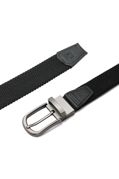 BLACK & GREY STRIPE REVERSIBLE STRETCH BELT