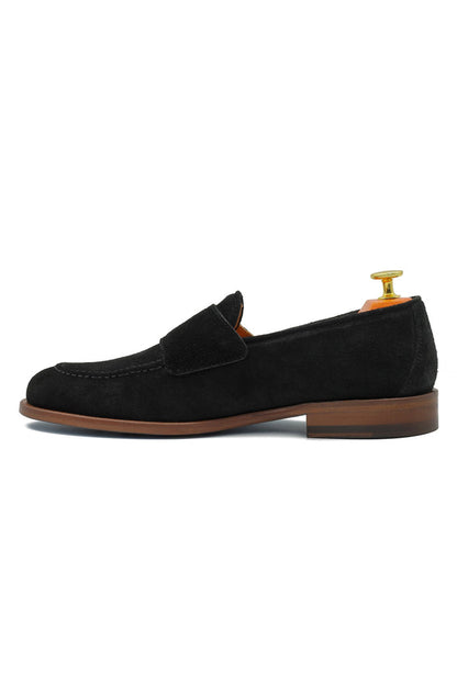 BLACK ITALIAN SUEDE DOUBLE BUCKLE MONK LOAFER