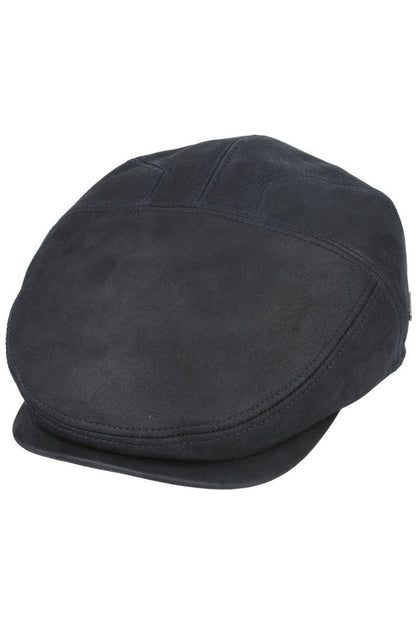 BLACK LEATHER GLADWIN BOND FLAT CAP