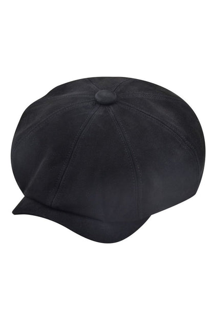 BLACK LEATHER IVY BERET BAKER BOY HAT