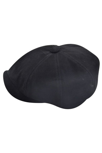 BLACK LEATHER IVY BERET BAKER BOY HAT