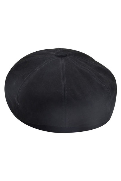 BLACK LEATHER IVY BERET BAKER BOY HAT