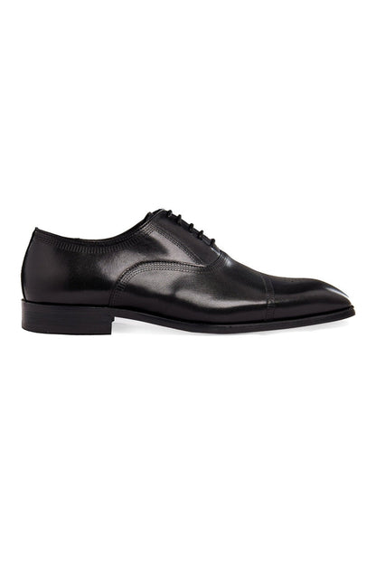 BLACK LEATHER OXFORD BROGUE SHOES