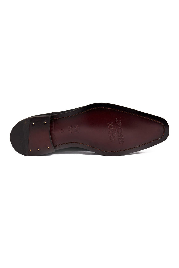 BLACK LEATHER OXFORD BROGUE SHOES