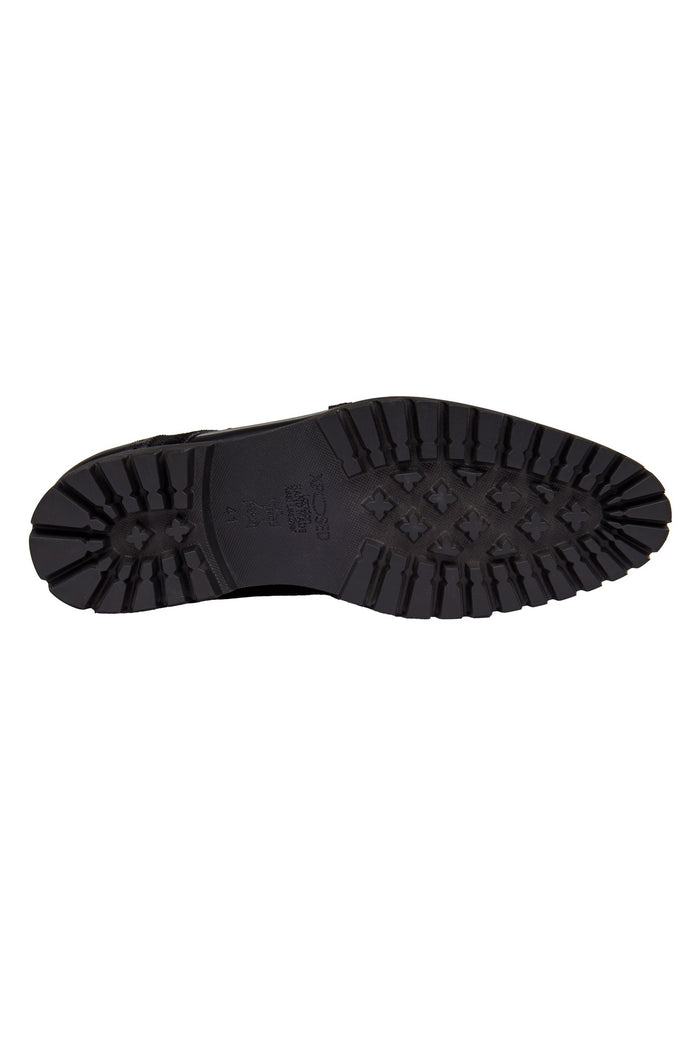 BLACK LEATHER & SUEDE DOUBLE MONK SHOES