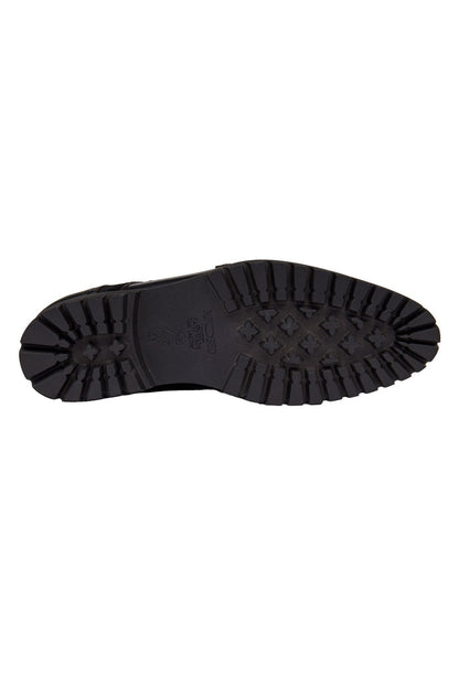 BLACK LEATHER & SUEDE DOUBLE MONK SHOES