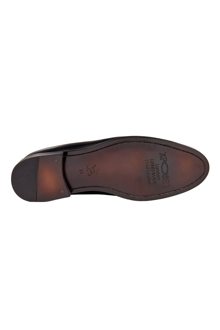 BLACK LEATHER TASSEL LOAFERS