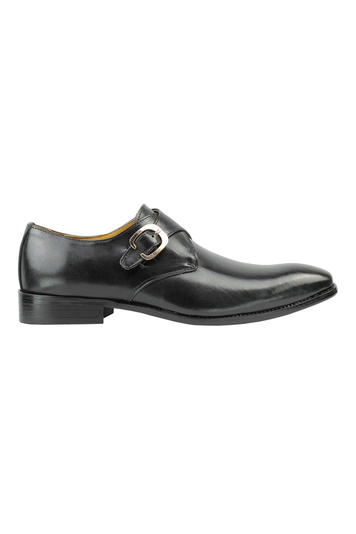 BLACK MONK STRAP REAL LEATHER SHOES