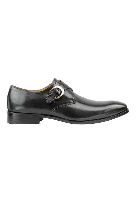 BLACK MONK STRAP REAL LEATHER SHOES