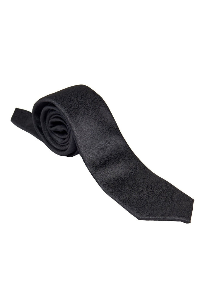 BLACK PAISLEY NECK TIE SET