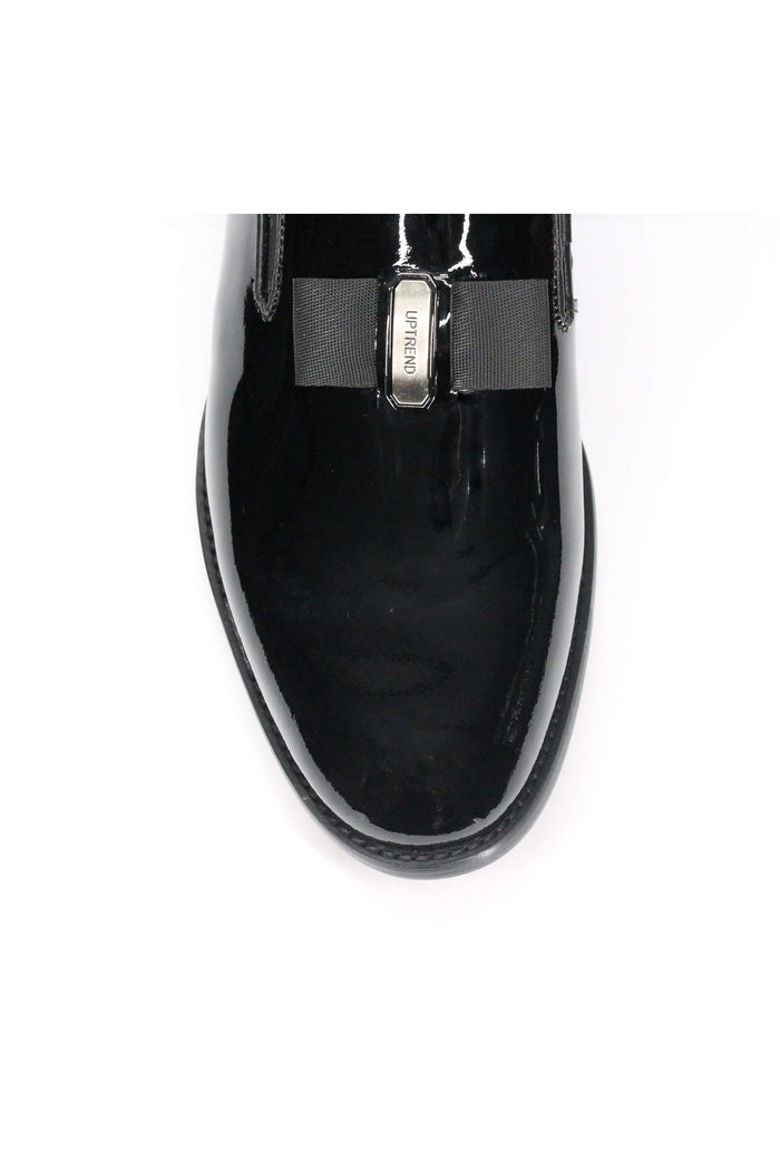 BLACK PATENT LEATHER LOAFERS WITH BOW