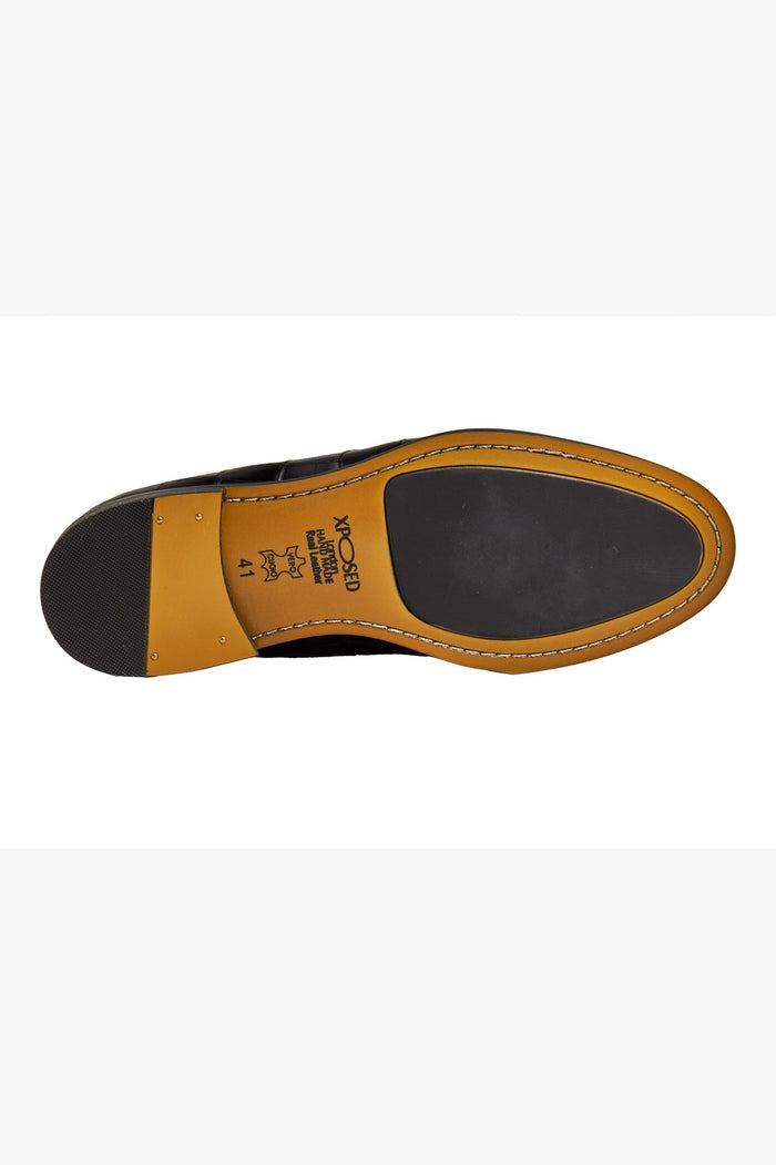 BLACK PRINTED GOLD BUCKLE LOAFERS