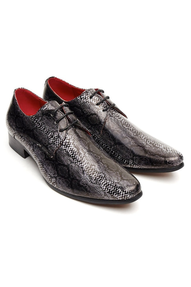 BLACK PRINTED LACE UP SHOES