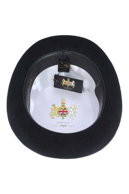 BLACK PURE WOOL TOP HAT WITH FEATHER