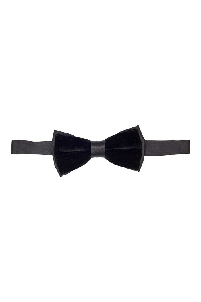 BLACK SATIN VELVET BOW TIE SET