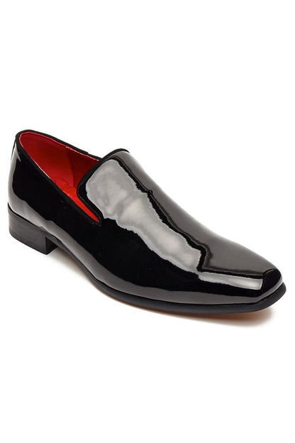 BLACK SHINY WEDDING SHOES DRESS LOAFERS