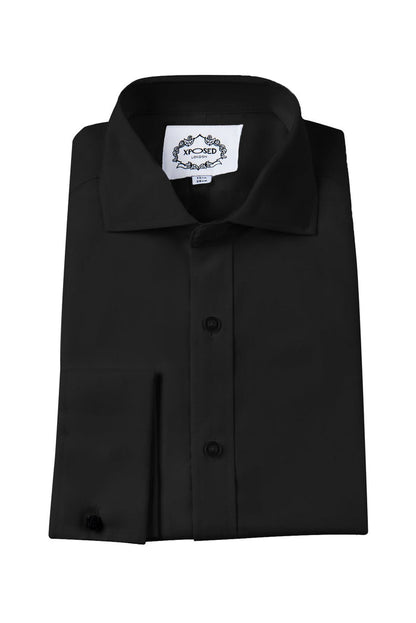 BLACK SHIRT WITH DOUBLE CUFFLINKS