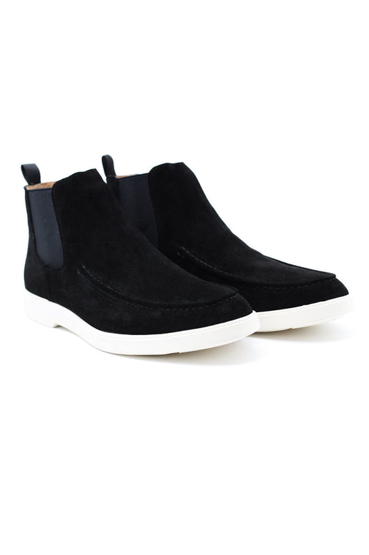 Black Suede Chelsea Boots Low Top