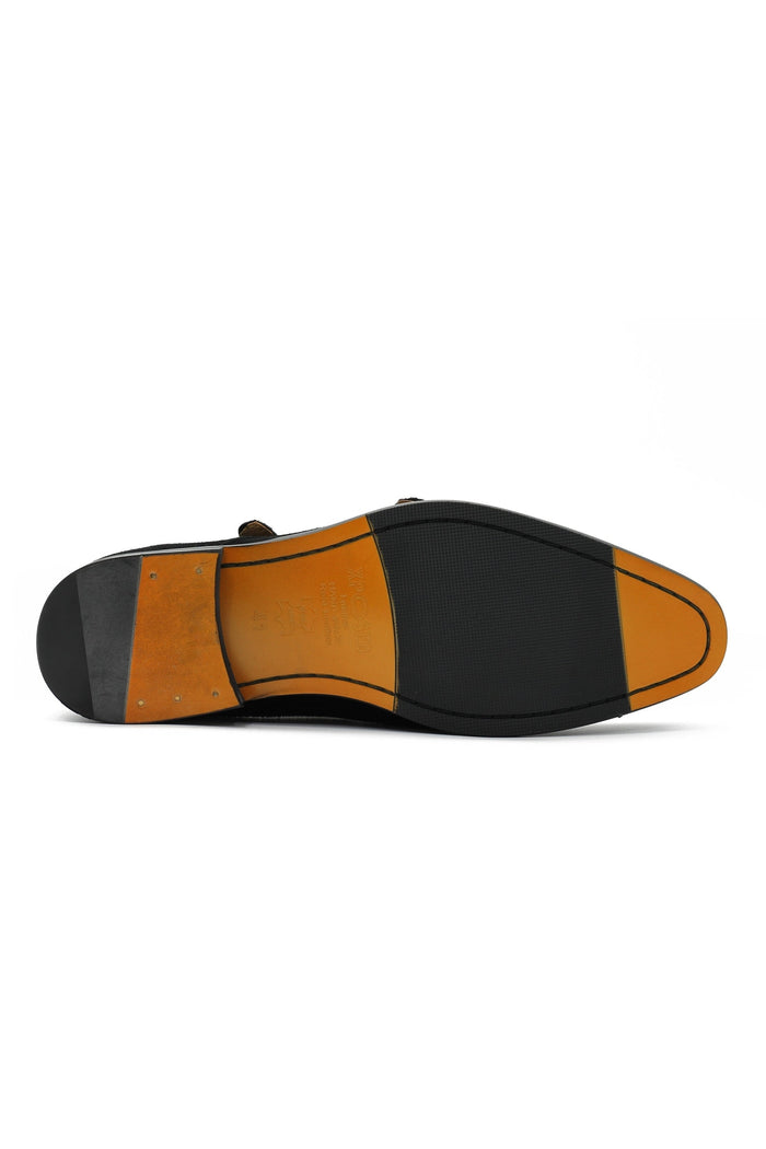 BLACK SUEDE DOUBLE MONK SHOES
