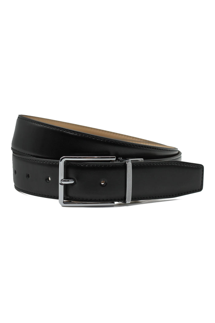 BLACK & TAN LEATHER REVERSIBLE BELT
