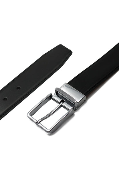 BLACK & TAN LEATHER REVERSIBLE BELT
