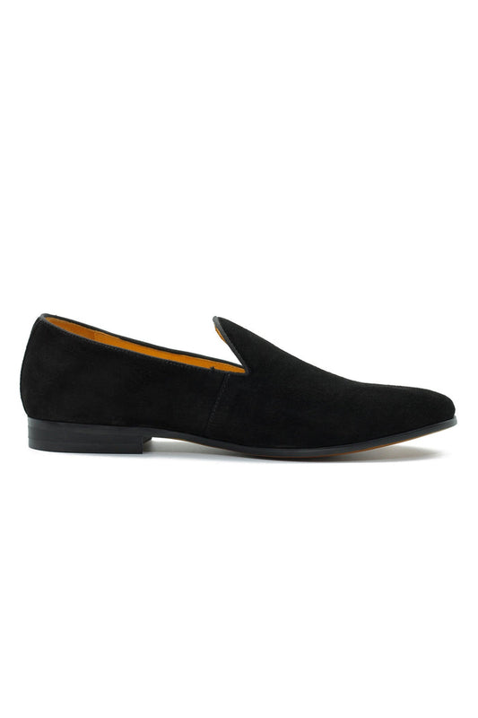 BLACK VELVET PLAIN TUXEDO SLIPPERS