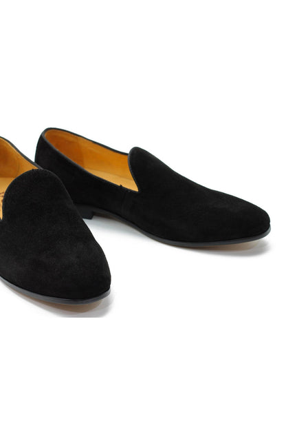 BLACK VELVET PLAIN TUXEDO SLIPPERS