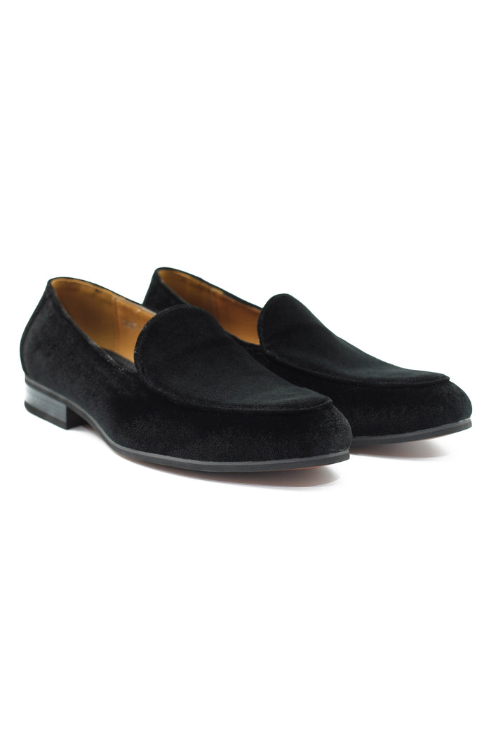 BLACK VELVET TUXEDO SLIPPERS