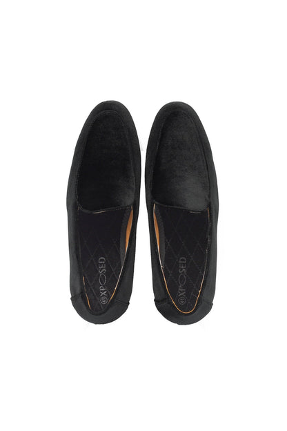 BLACK VELVET TUXEDO SLIPPERS
