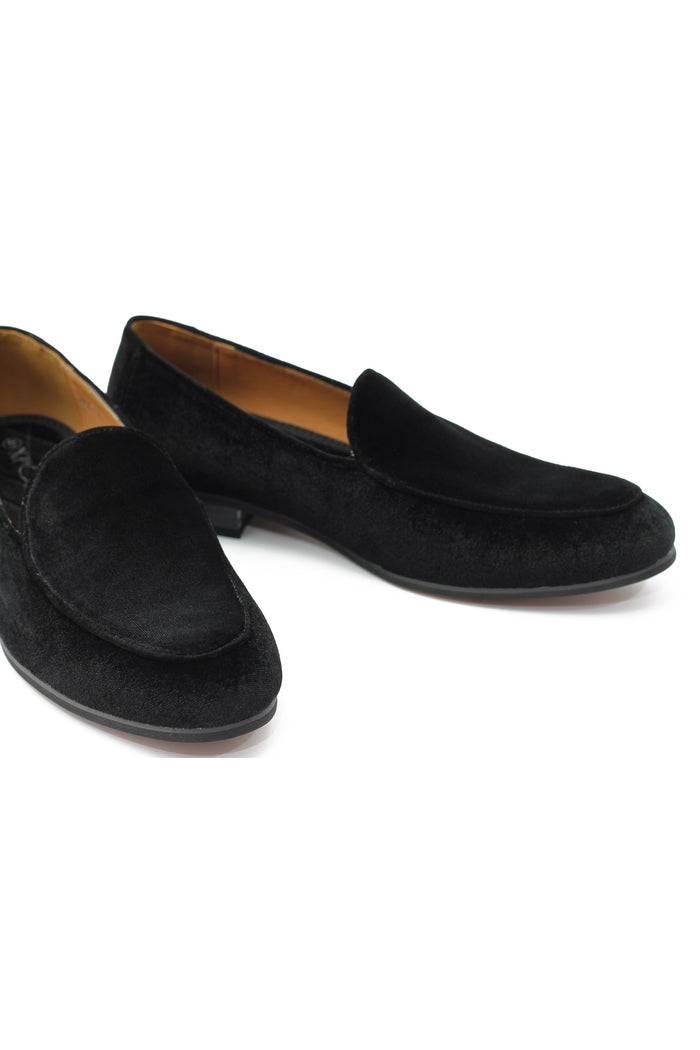 BLACK VELVET TUXEDO SLIPPERS
