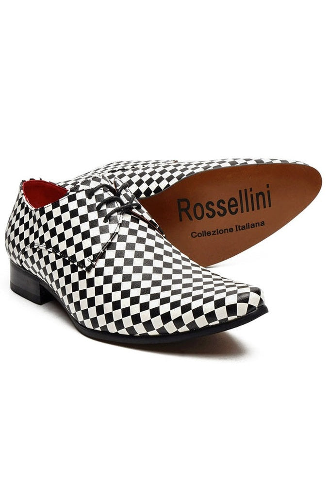Black & White Retro Checkered Lace-up Shoes