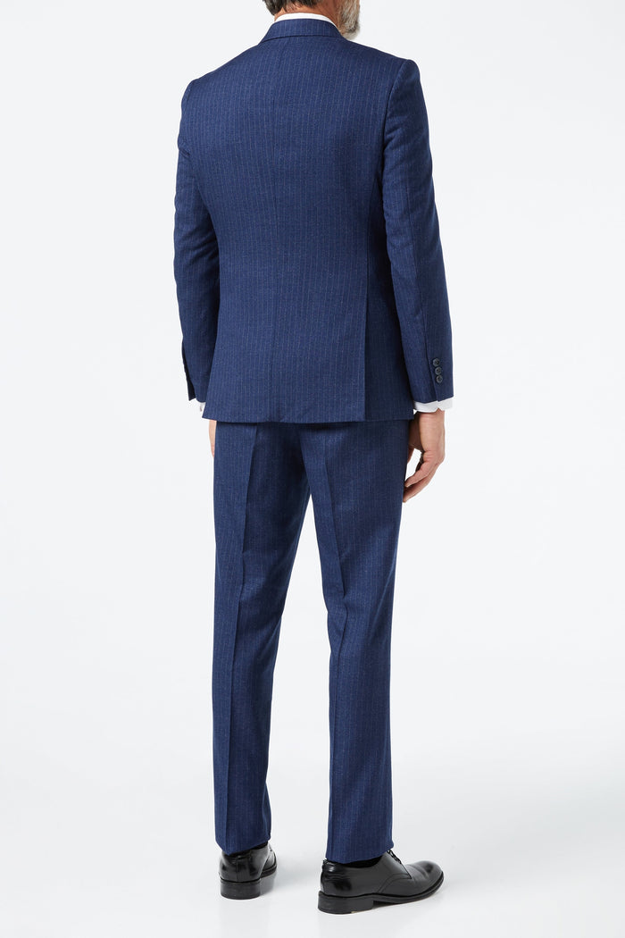 BLUE DOUBLE BREASTED PINSTRIPE JACKET & WAISTCOAT