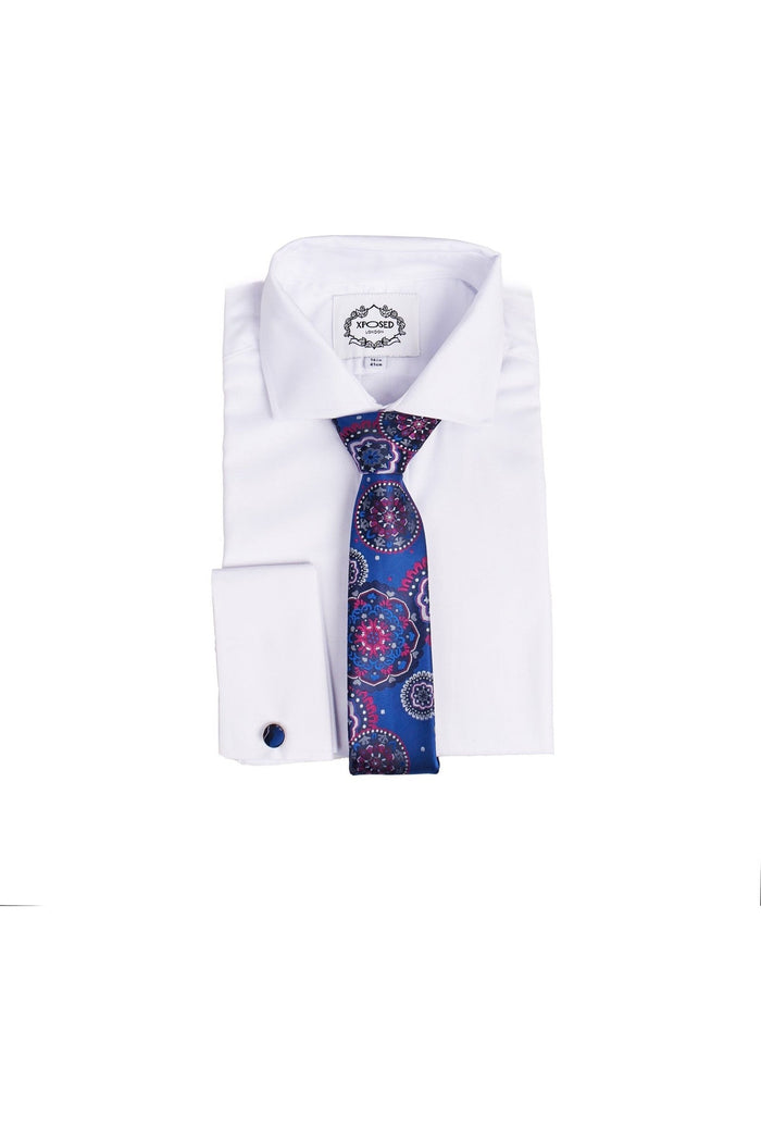 BLUE FLORAL PAISLEY NECK TIE SET