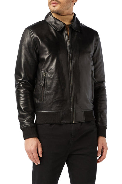 BOMBER BIKER JACKET WITH COLLAR