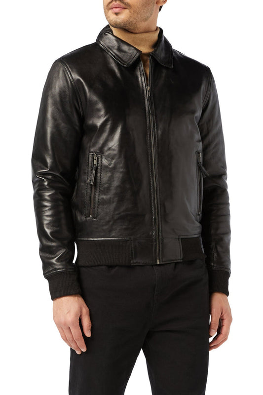 BOMBER BIKER JACKET WITH COLLAR