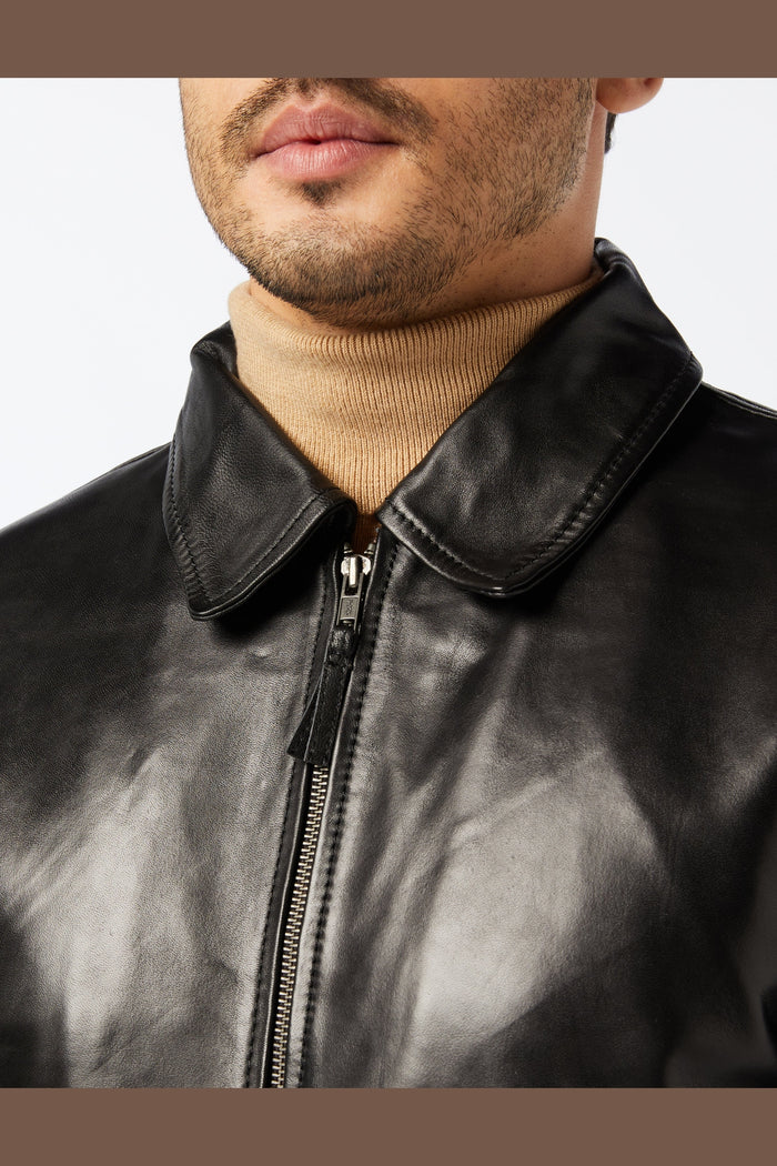 BOMBER BIKER JACKET WITH COLLAR