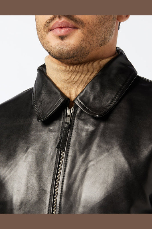BOMBER BIKER JACKET WITH COLLAR