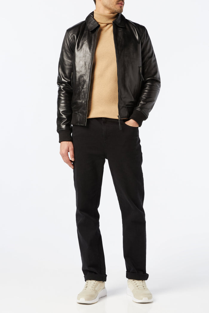 BOMBER BIKER JACKET WITH COLLAR