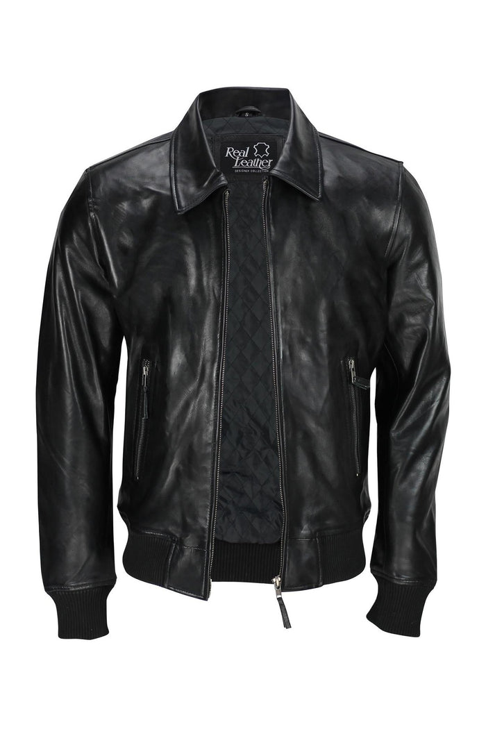 BOMBER BIKER JACKET WITH COLLAR