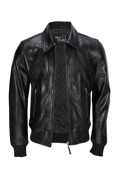 BOMBER BIKER JACKET WITH COLLAR